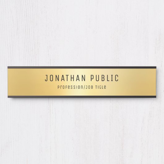 グラマモダンラステンプレートブラックと金ゴールドロング サインプレート (正面)