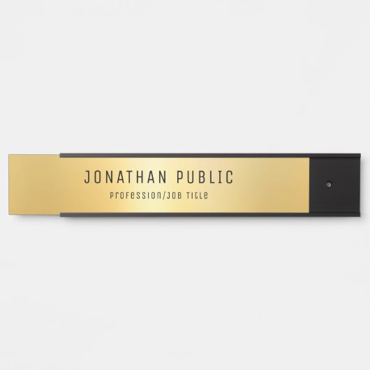 グラマモダンラステンプレートブラックと金ゴールドロング サインプレート (正面)
