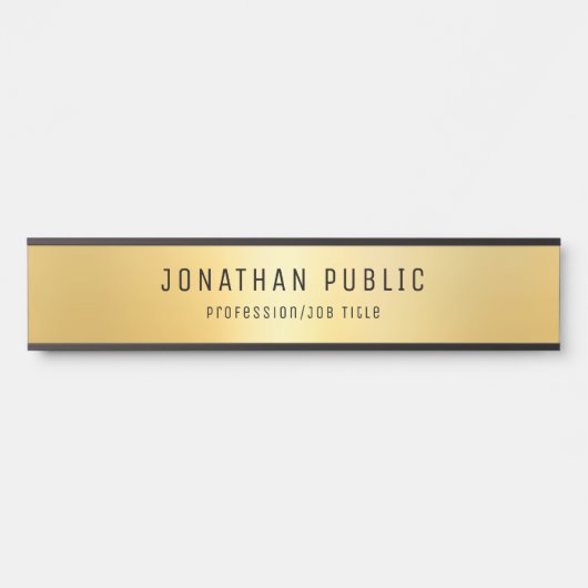 グラマモダンラステンプレートブラックと金ゴールドロング サインプレート (正面)