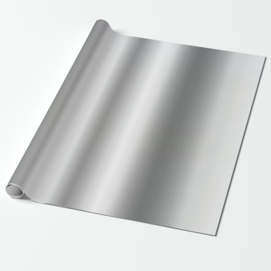 グラマモダンラステンプレートメタリックルックシルバー ラッピングペーパー (アンロールド)