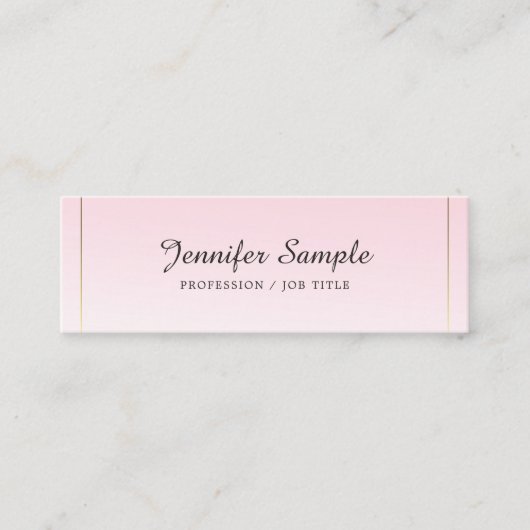グラマモダンラスデザイントレンディーピンク金ゴールドラグジュアリ スキニー名刺 (正面)