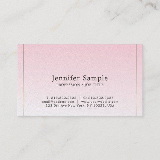 グラマモダンラスデザイントレンディーピンク金ゴールドラグジュアリ 名刺 (裏面)