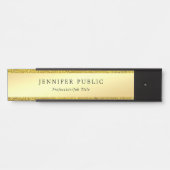 グラマモダンラスフェイク金ゴールドグリッターテンプレートシック サインプレート (正面)