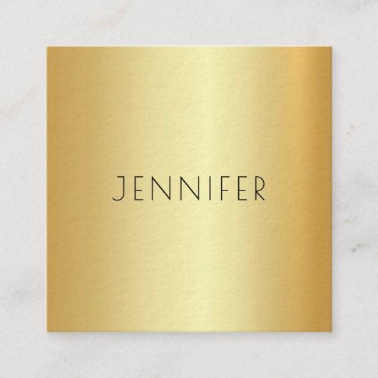 グラマモダンラス金ゴールドルッエレガントクシンプルテンプレート スクエア名刺 (正面)