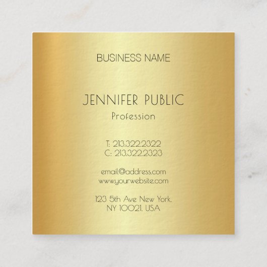 グラマモダンラス金ゴールドルッエレガントクシンプルテンプレート スクエア名刺 (裏面)