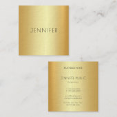 グラマモダンラス金ゴールドルッエレガントクシンプルテンプレート スクエア名刺 (正面/裏面)