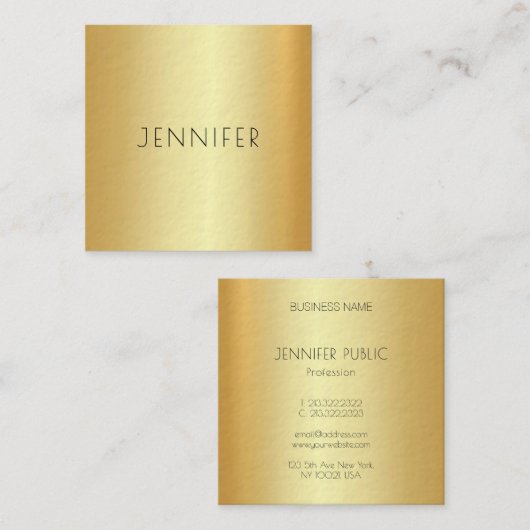 グラマモダンラス金ゴールドルッエレガントクシンプルテンプレート スクエア名刺 (正面/裏面)