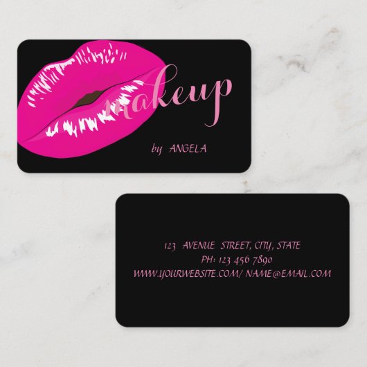 グラマモダンルエレガントブな黒、唇 名刺 (正面/裏面)