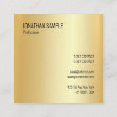 グラマモダンルエレガント金ゴールドフェイクテンプレート スクエア名刺 (裏面)