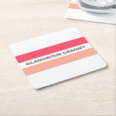 グラマモダンルスタイリッシュグラニーピンク スクエアペーパーコースター (アングル)