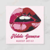 グラマモダンルピンクはっきりしたク唇メイクアップ美しい スクエア名刺 (正面)