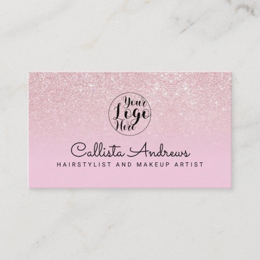 グラマモダンルマーブルピンクグリッターグラデーション 名刺 (正面)