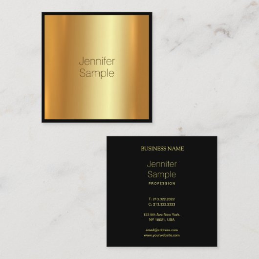 グラマモダンル魅力的ルゴールデン素晴らしプレーン スクエア名刺 (正面/裏面)