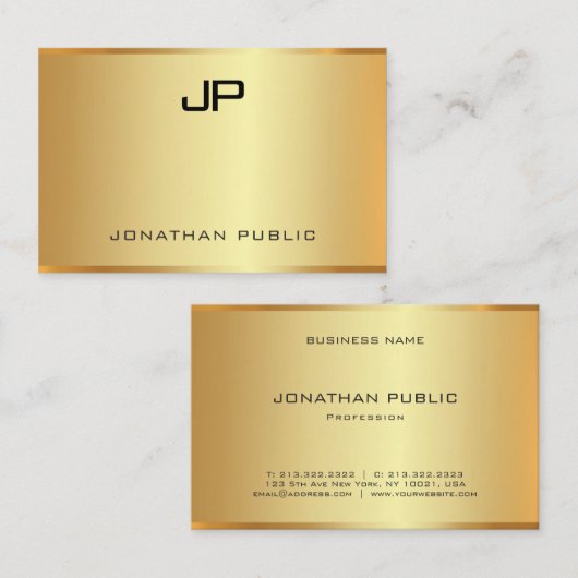 グラマモダンーフェイク金ゴールドエレガントテンプレートトレンディー 名刺 (正面/裏面)