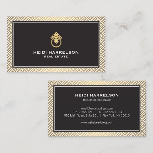 グラマモダンー不動産仲介業者実在、エテート金ゴールド/黒 名刺 (正面/裏面)