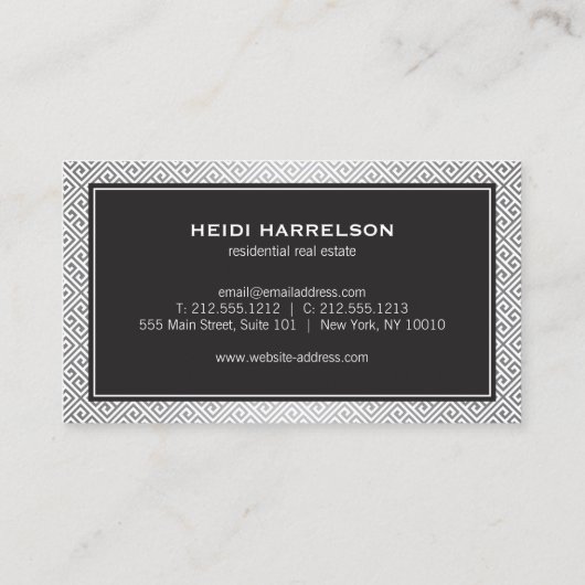 グラマモダンー不動産仲介業者、エテ実在ートシルバー/ブラック 名刺 (裏面)