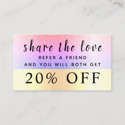 グラマラガーリースグラデーション金ゴールドグリッタートレンディーブラック 割引カード (正面)