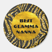 グラマラスおばあちゃん金ゴールドブラックアニマルプリントグラムマ マグネット (正面)