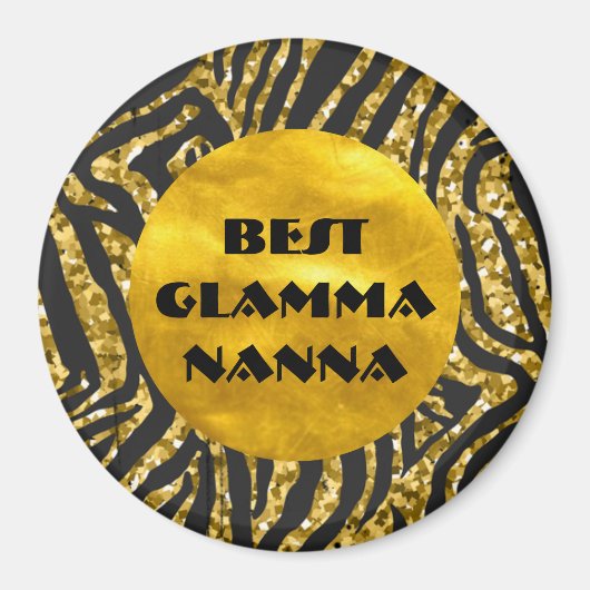 グラマラスおばあちゃん金ゴールドブラックアニマルプリントグラムマ マグネット (正面)