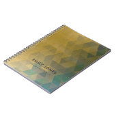 グラマラスなアクアブルー金ゴールドフェイク三角模様 ノートブック (左側)