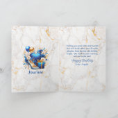 グラマラスなアフリカ系アメリカ人の女性ブルー誕生日 カード (内部)