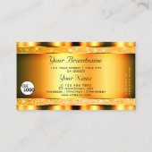 グラマラスなオレンジのスパークルグリッタースターとロゴ 名刺 (裏面)