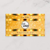 グラマラスなオレンジのスパークルグリッタースターとロゴ 名刺 (正面)