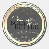 グラマラスなグレー製品の包装ラベル金ゴールドフレーム ラウンドシール (正面)