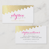 グラマラスなシェブロンスタイリッシュ模様の光沢のある金ゴールド箔 名刺 (正面/裏面)