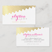 グラマラスなシェブロンスタイリッシュ模様の光沢のある金ゴールド箔 名刺 (正面/裏面)