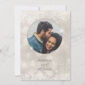 グラマラスなシャンパングリッターフォト結婚ズ セーブザデート (裏面)