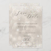 グラマラスなシャンパングリッターフォト結婚ズ セーブザデート (正面/裏面)