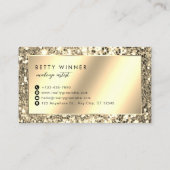 グラマラスなシャンパン金ゴールドグリッタースクリプトモノグラム 名刺 (裏面)