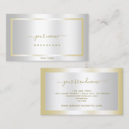 グラマラスなシルバーエフェクトと金ゴールドフレームエレガント 名刺