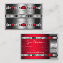 グラマラスなシルバーエフェクト赤とフェイク宝石 名刺