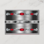 グラマラスなシルバーエフェクト赤とフェイク宝石 名刺 (正面)