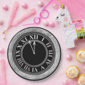 グラマラスなシルバーダイヤモンド新年の時計 ペーパープレート (パーティー)