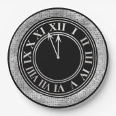 グラマラスなシルバーダイヤモンド新年の時計 ペーパープレート (正面)