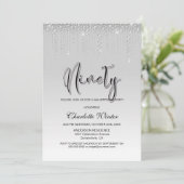 グラマラスなシルバーダイヤモンド90thバースデーパーティー 招待状 (スタンド正面)