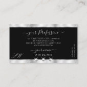 グラマラスなシルバーブラックきらめくダイヤモンドイニシャル 名刺 (裏面)