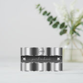 グラマラスなシルバーブラックきらめくダイヤモンド追加ロゴ 名刺 (スタンド正面)