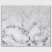 グラマラスなシルバーホワイトグリッター大理石グラデーション ラッピングペーパー (フラット)