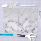 グラマラスなシルバーホワイトグリッター大理石グラデーション 薄葉紙 (クラフト)