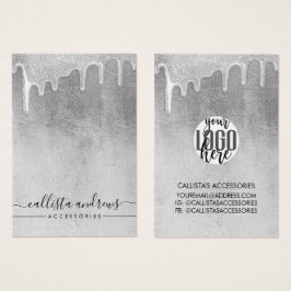 グラマラスなシルバー厚いグリッタードリップスロゴのイヤリング