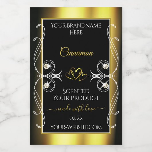 グラマラスなダイアモンブラック金ゴールドデコール製品ラベル フードラベル (シングルラベル)