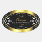 グラマラスなダイアモンブラック金ゴールドデコール製品ラベル 楕円形シール (正面)