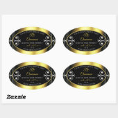 グラマラスなダイアモンブラック金ゴールドデコール製品ラベル 楕円形シール (シート)
