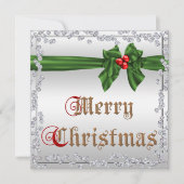 グラマラスなダイヤモンドとシルキーサッシュボークリスマス 招待状 (正面)