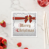 グラマラスなダイヤモンドと赤シルキーサッシュバッシュクリスマス スタンダードカクテルナプキン (インサイチュ)
