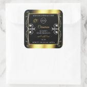 グラマラスなダイヤモンドブラック金ゴールド製品ラベルのロゴ スクエアシール (バッグ)